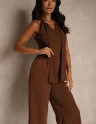 lovery Salopetă Maro Wide Leg cu legătură decorativă la Gât Silelia