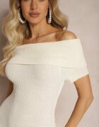 lovery Salopetă Mulată Bej Deschis din Material Elastic cu Decolteu Spagnol Pharasia