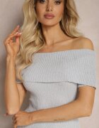lovery Salopetă Mulată Gri din Material Elastic cu Decolteu Spaniol Pharasia