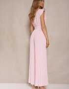 lovery Salopetă petrecută roz Wide Leg decorată cu pliuri și o curea cu cataramă Salirella