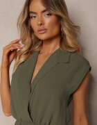 lovery Salopetă Verde închis Cintrată cu elastic în talie și decolteu petrecut Nansilyne
