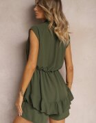lovery Salopetă Verde închis cu suprapunere care imită o fustă și guler Norinivia