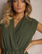 lovery Salopetă Verde închis cu suprapunere care imită o fustă și guler Norinivia