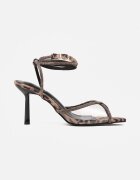 lovery Sandale Leopard cu zirconii cu toc stiletto cu barete decorative Balaa