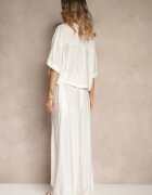 lovery Set Alb din Viscoză Croială Oversize Cămașă și Pantaloni Dovaraella