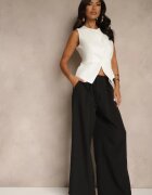 lovery Set costum Alb-Negru Pantaloni largi și Vestă Ziorene