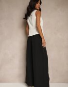 lovery Set costum Alb-Negru Pantaloni largi și Vestă Ziorene