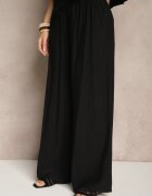 lovery Set Negru din Viscoză cu croială Oversize Cămașă și Pantaloni Dovaraella