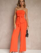 lovery Set Portocaliu Pantaloni cu croială largă și Bluză asimetrică Ralinessa