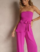 lovery Set Violet Pantaloni largi și Bluză asimetrică Ralinessa