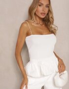 lovery Top bej deschis din material reiat decorat cu volan Aluossa