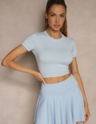 lovery Tricou Albastru deschis Mulat din Viscoză tip Crop Top Folaviela