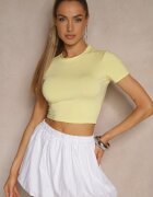 lovery Tricou mulat crop top galben din viscoză Folaviela