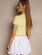 lovery Tricou mulat crop top galben din viscoză Folaviela