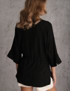 m&d fashion Cămașă Neagră cu In Bumbac și Mâneci Largi Moontwist