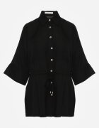 m&d fashion Cămașă Neagră cu In Bumbac și Mâneci Largi Moontwist