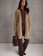 m&d fashion Cardigan lung decorat cu împletitură tip coadă de cal Nyrentia Bej