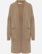 m&d fashion Cardigan lung decorat cu împletitură tip coadă de cal Nyrentia Bej