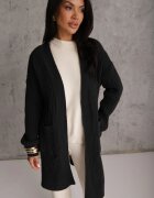 m&d fashion Cardigan lung decorat cu împletitură tip coadă de cal Nyrentia Negru