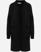m&d fashion Cardigan lung decorat cu împletitură tip coadă de cal Nyrentia Negru