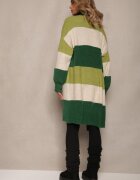 m&d fashion Cardigan Verde Lejer Neîncheiat în Dungi Blikoze