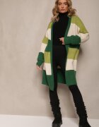 m&d fashion Cardigan Verde Lejer Neîncheiat în Dungi Blikoze