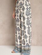 m&d fashion Compleu Albastru din Vascoză Pantaloni Largi și Bluză cu Imprimeu Boho Ralkio
