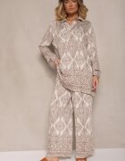 m&d fashion Compleu Bej închis din Vâscoză oversize Cămașă și Pantaloni Nilarithia
