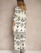 m&d fashion Compleu Bej-Negru din Viscoză Pantaloni Largi și Bluză în Stil Boho Rinadora