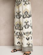 m&d fashion Compleu Bej-Negru din Viscoză Pantaloni Largi și Bluză în Stil Boho Rinadora