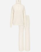 m&d fashion Compleu croșetat cu pantaloni drepți și cu guler înalt cu fermoar Verila Bej