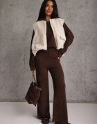 m&d fashion Compleu croșetat cu pantaloni drepți și cu guler înalt cu fermoar Verila Maro