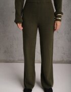 m&d fashion Compleu croșetat cu pantaloni drepți și cu guler înalt cu fermoar Verila Verde închis