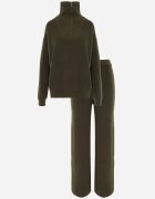 m&d fashion Compleu croșetat cu pantaloni drepți și cu guler înalt cu fermoar Verila Verde închis