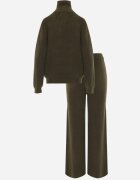 m&d fashion Compleu croșetat cu pantaloni drepți și cu guler înalt cu fermoar Verila Verde închis