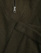 m&d fashion Compleu croșetat cu pantaloni drepți și cu guler înalt cu fermoar Verila Verde închis