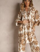 m&d fashion Compleu din viscoză bej închis Pantaloni largi și Cămașă lungă Rinviela
