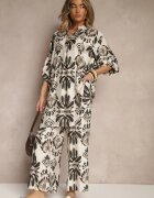 m&d fashion Compleu Negru cu Vâscoză Pantaloni cu Croială Largă și Cămașă Lungă Rinviela