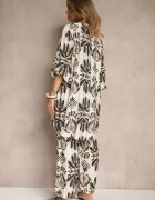 m&d fashion Compleu Negru cu Vâscoză Pantaloni cu Croială Largă și Cămașă Lungă Rinviela