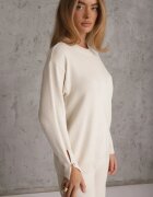 m&d fashion Compleu tricotat cu vâscoză pantaloni drept și pulover cu manșete cu nasturi Venturo Bej deschis