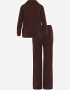 m&d fashion Compleu tricotat cu vâscoză pantaloni drept și pulover cu manșete cu nasturi Venturo Bej Maro