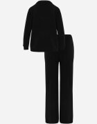 m&d fashion Compleu tricotat cu vâscoză pantaloni drept și pulover cu manșete cu nasturi Venturo Bej Negru