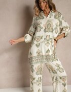 m&d fashion Compleu Verde din Vâscoză cu Pantaloni Largi și Bluză Stil Boho Rinadora