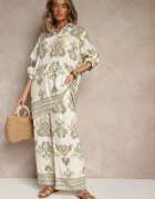 m&d fashion Compleu Verde din Vâscoză cu Pantaloni Largi și Bluză Stil Boho Rinadora
