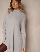 m&d fashion Maletă Gri deschis Asimetrică din Viscoză cu Mâneci tip liliac Realeen