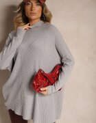 m&d fashion Maletă Gri deschis Asimetrică din Viscoză cu Mâneci tip liliac Realeen