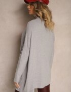 m&d fashion Maletă Gri deschis Asimetrică din Viscoză cu Mâneci tip liliac Realeen