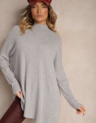 m&d fashion Maletă Gri deschis Asimetrică din Viscoză cu Mâneci tip liliac Realeen