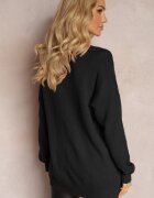 m&d fashion Pulover Negru cu croială clasică cu decolteu în V Ezechiele