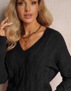 m&d fashion Pulover Negru cu croială clasică cu decolteu în V Ezechiele